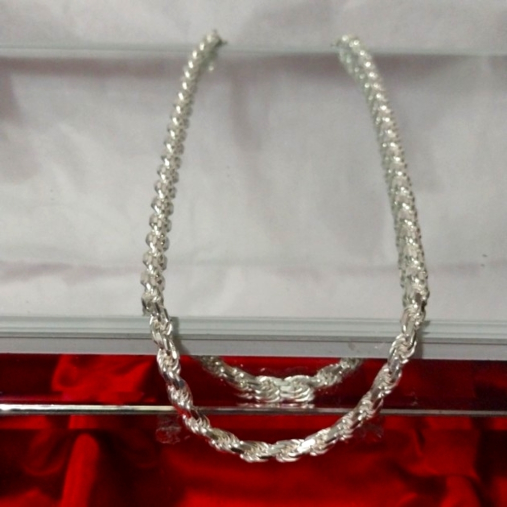 .925 Men's Solid Sterling Silver 22" Rope Chain ⛓️